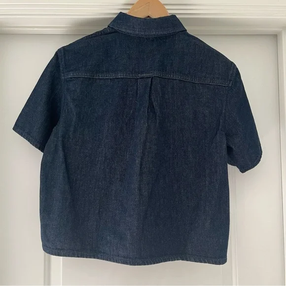 NWT Theory Indigo Boxy Drape Denim Shirt - Picture 2 of 6